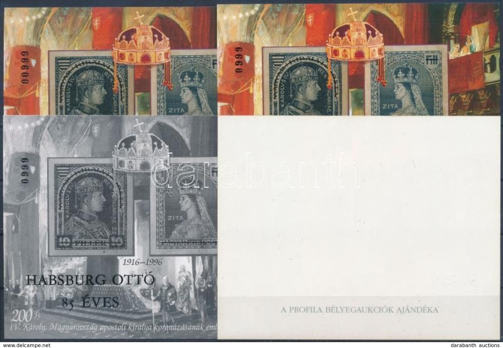 ** 1997/17 Habsburg Ottó 85 éves 4 Db-os Emlékív Garnitúra Azonos Sorszámmal (50.000) / Souvenir Sheet Collection With 4 - Sonstige & Ohne Zuordnung