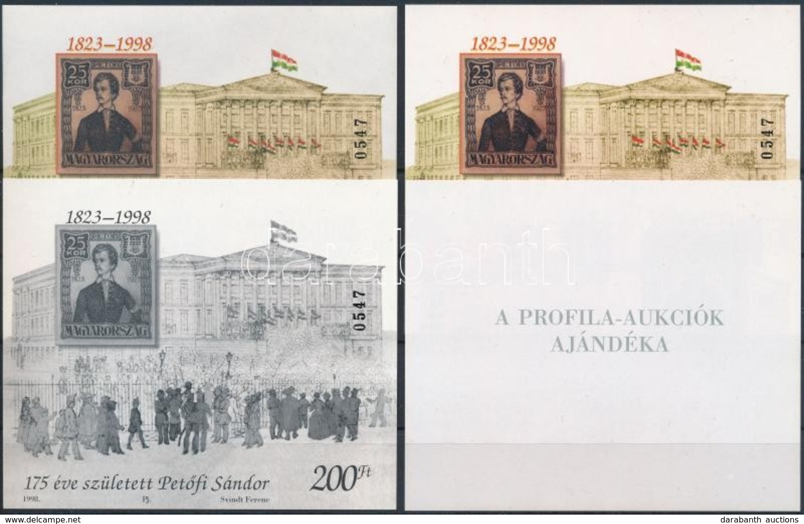 ** 1997/19 Petőfi Sándor 4 Db-os Emlékív Garnitúra, Azonos Sorszámmal (20.000) / Souvenir Sheet Collection With 4 Variet - Autres & Non Classés