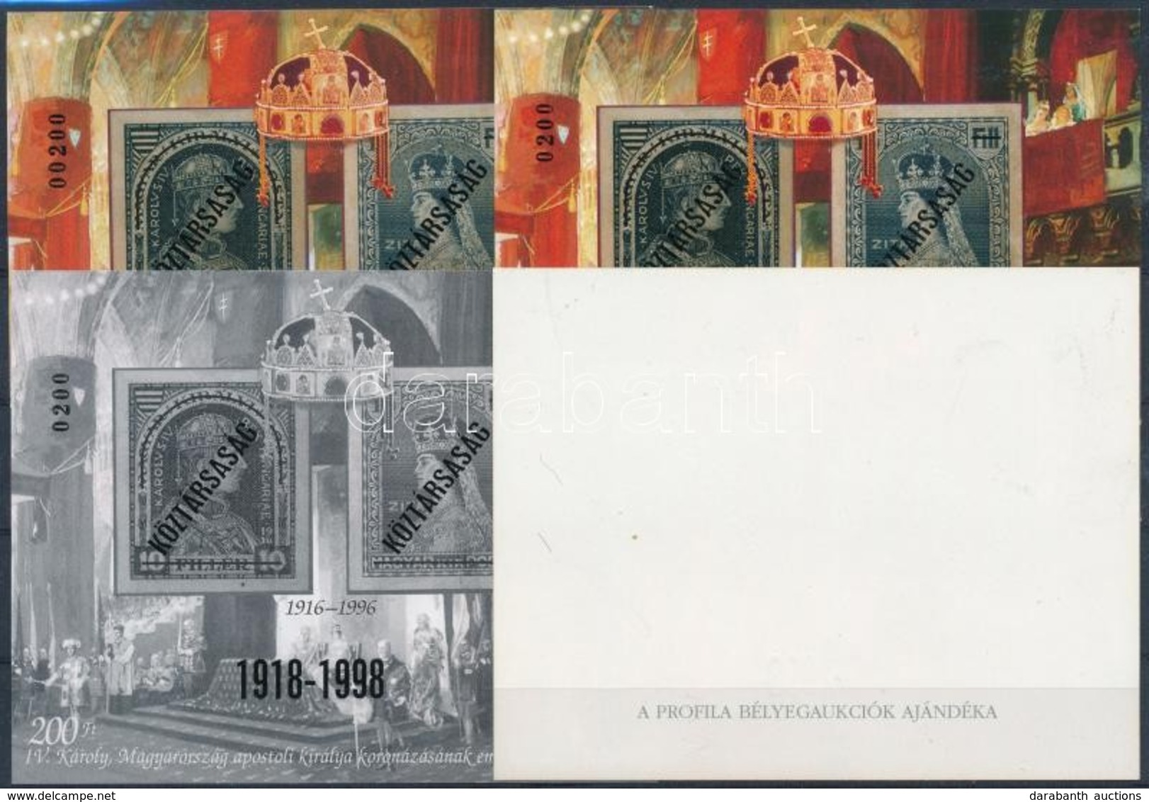 ** 1998/24 Köztársaság Emlékív 4 Db-os Garnitúra, Azonos Sorszámmal (45.000) / Souvenir Sheet Collection With 4 Varietie - Autres & Non Classés