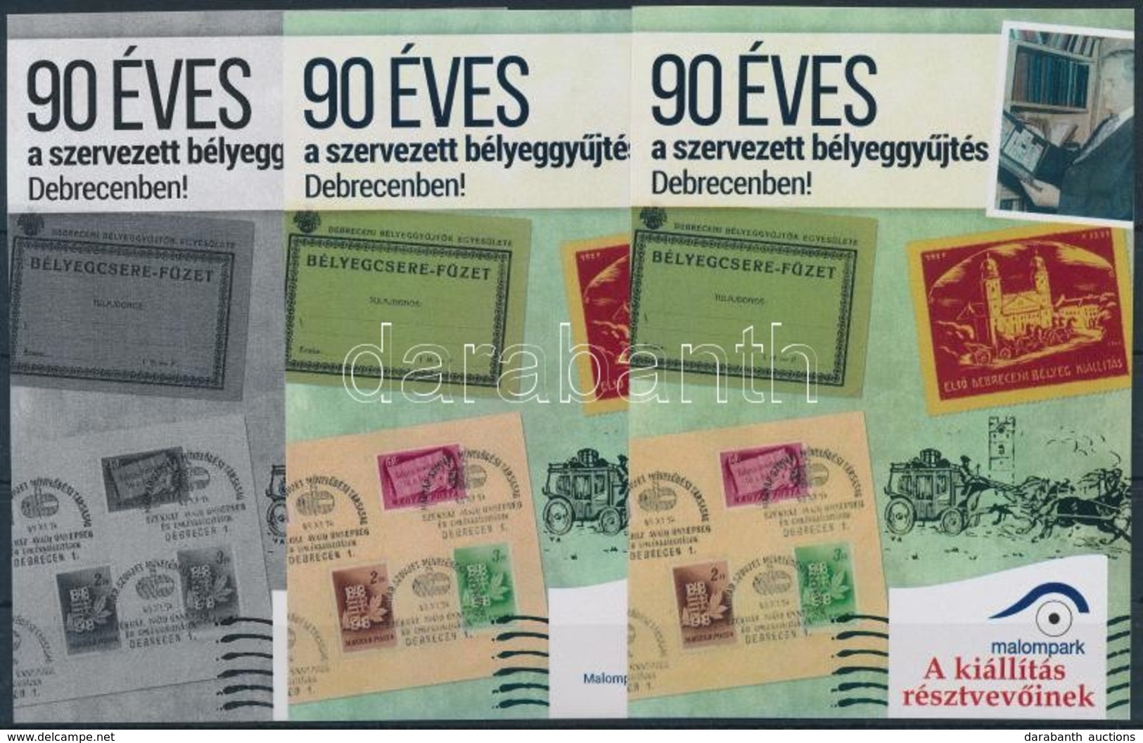 ** 2015 90 éves A Szervezett Bélyeggyűjtés Debrecenben 3 Db-os Emlékív Szett / Souvenir Sheet Set - Autres & Non Classés