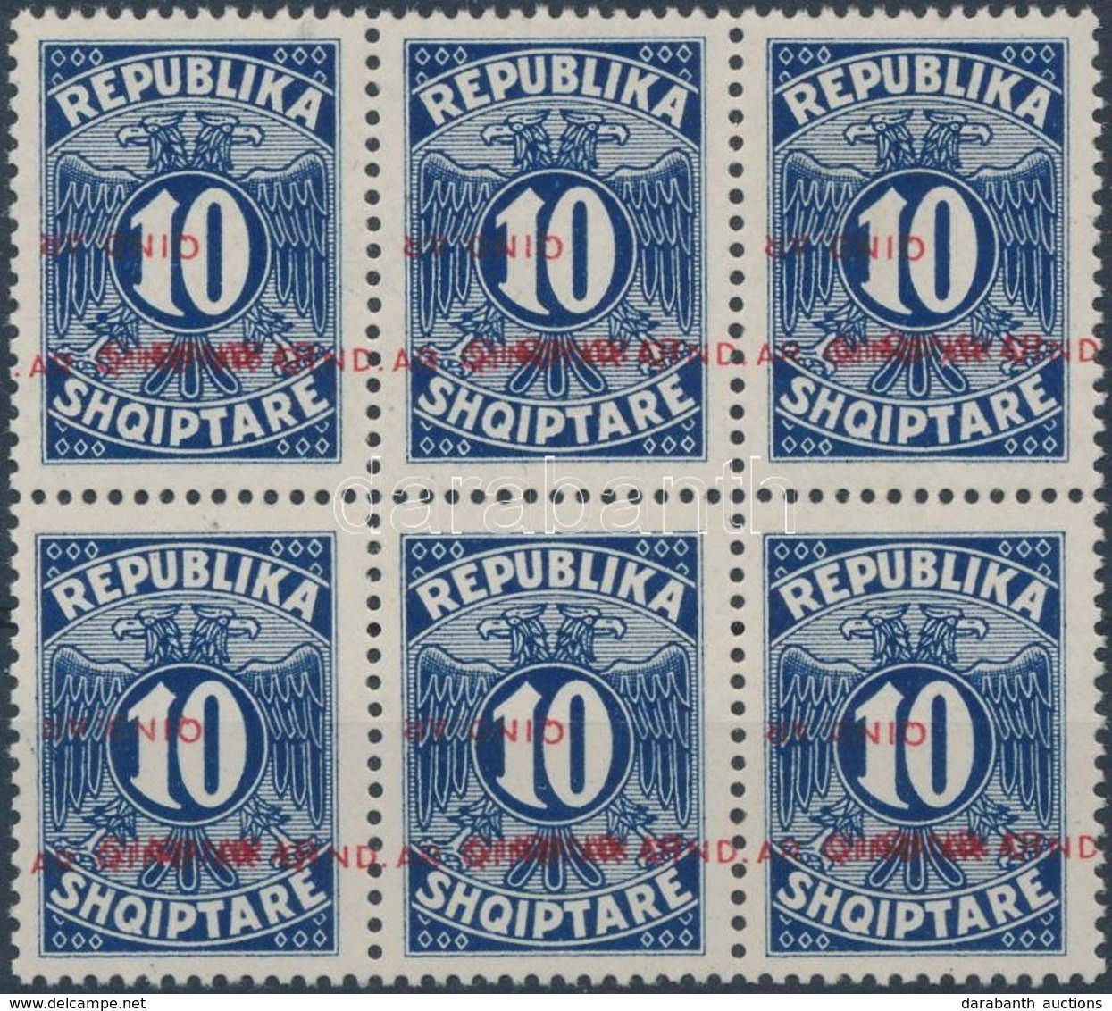 ** 1925 Portó Mi 26 Hatostömb Több Eltolódott és 1 Fordított Felülnyomással / Postage Due Mi 26  Block Of 6 With More Sh - Sonstige & Ohne Zuordnung