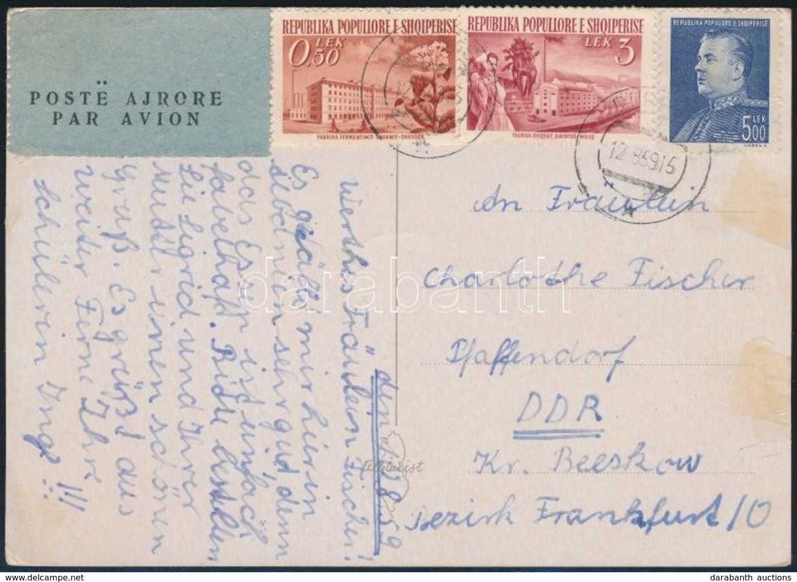 1959 Légi Képeslap Az NDK-ba / Airmail Postcard To DDR - Autres & Non Classés