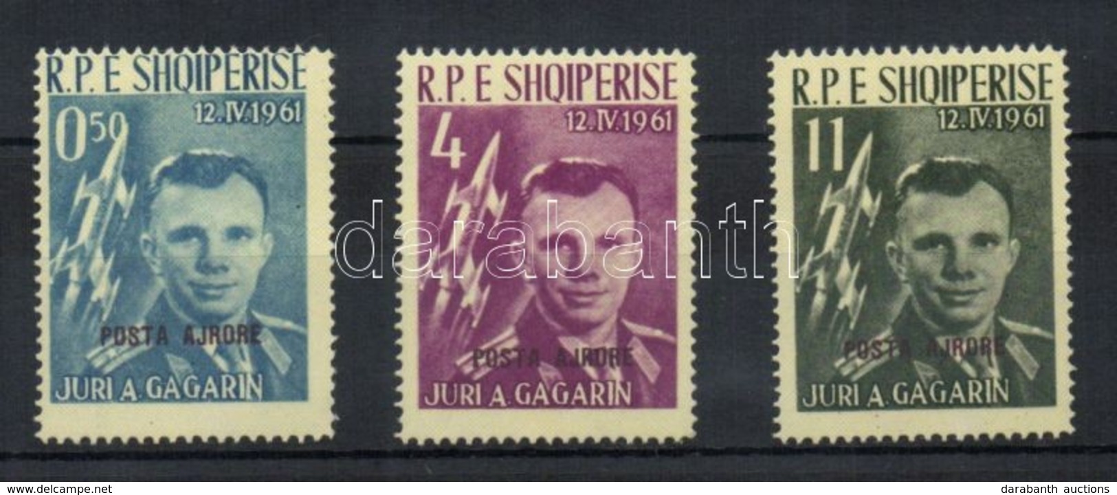** 1962 Gagarin, Első űrrepülés Felülnyomással / With Overprint Mi 647a-649a - Sonstige & Ohne Zuordnung