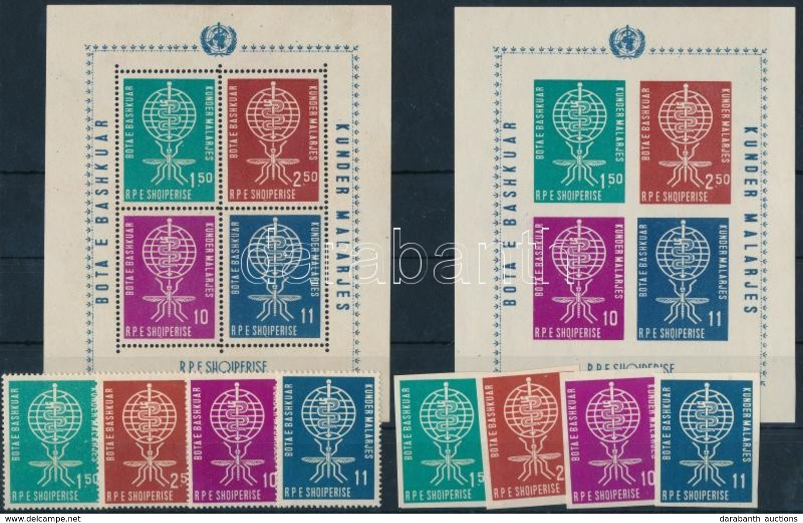 ** 1962 Malária Fogazott+vágott Sor Mi 650-653 A+B + Fogazott+vágott Blokk Mi 7 A+B - Sonstige & Ohne Zuordnung