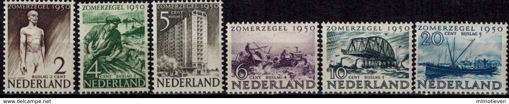 MVS-BK1-288 MMA MINT ¤ NETHERLANDS 1950 6w In Serie ¤ MARITIEM - VOILIERS - ZEILSCHEPEN - SUMMER ISSUE - Maritiem