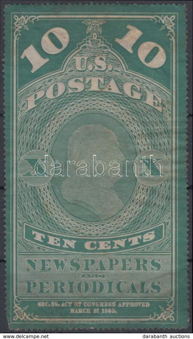 (*) 1865 10c Hírlapbélyeg / Mi 2a Newspaper Stamp (Mi EUR 200,-) (gyűrött, Sarokhiba / Creases, Missing Corner) - Autres & Non Classés