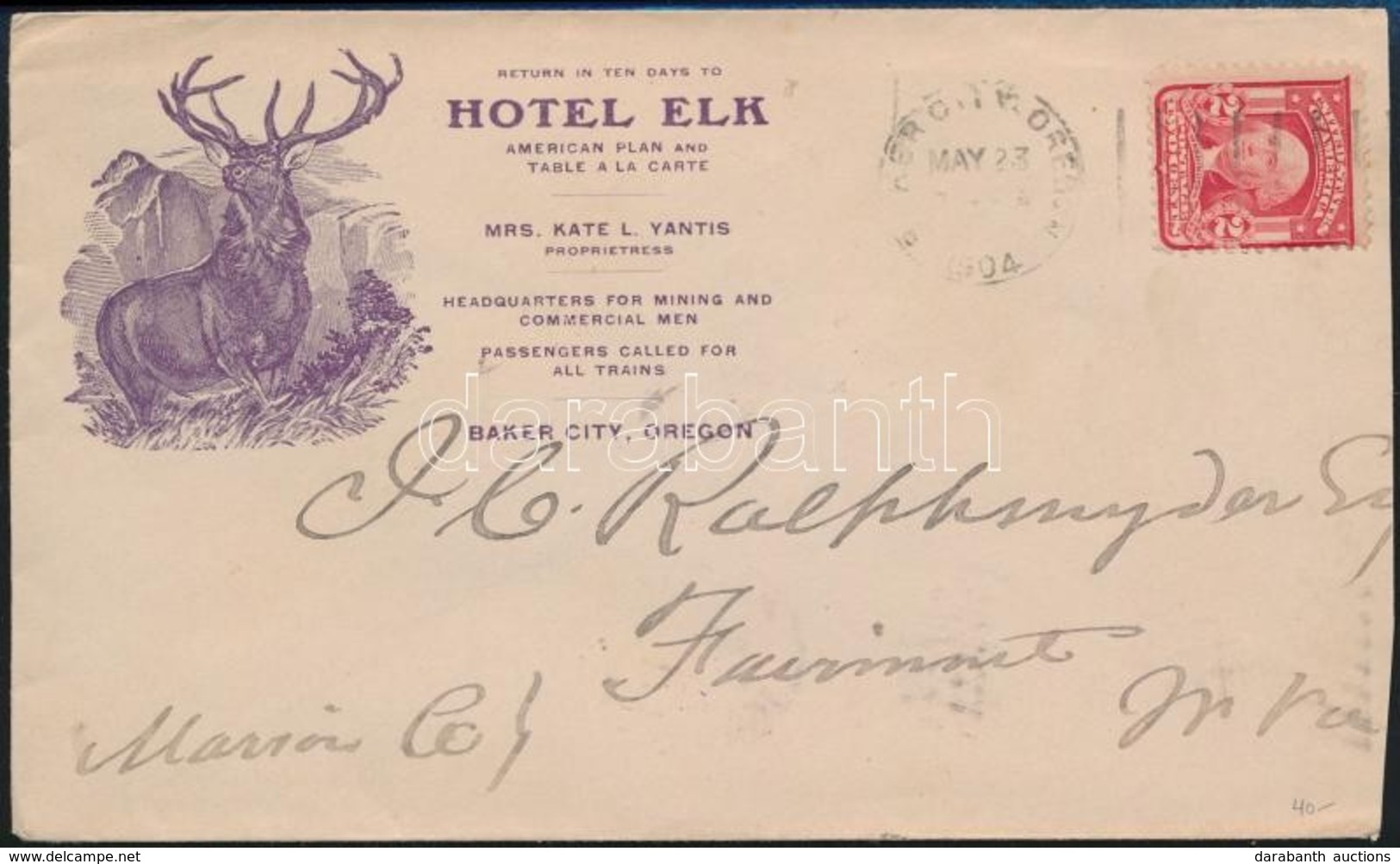 1904 Dekorativ Szállodai Boríték / Decorative Hotel Cover - Sonstige & Ohne Zuordnung