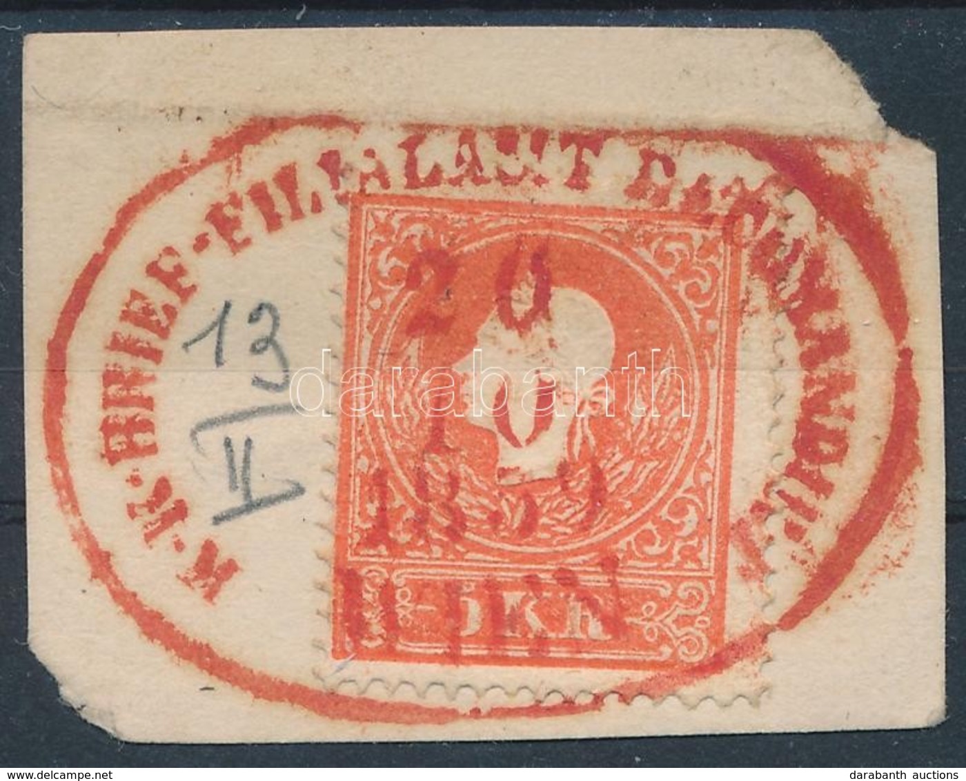 1858 5kr Piros / Red 'K.K. BRIEF-FILIALAMT RECOMMANDIERT WIEN' - Sonstige & Ohne Zuordnung