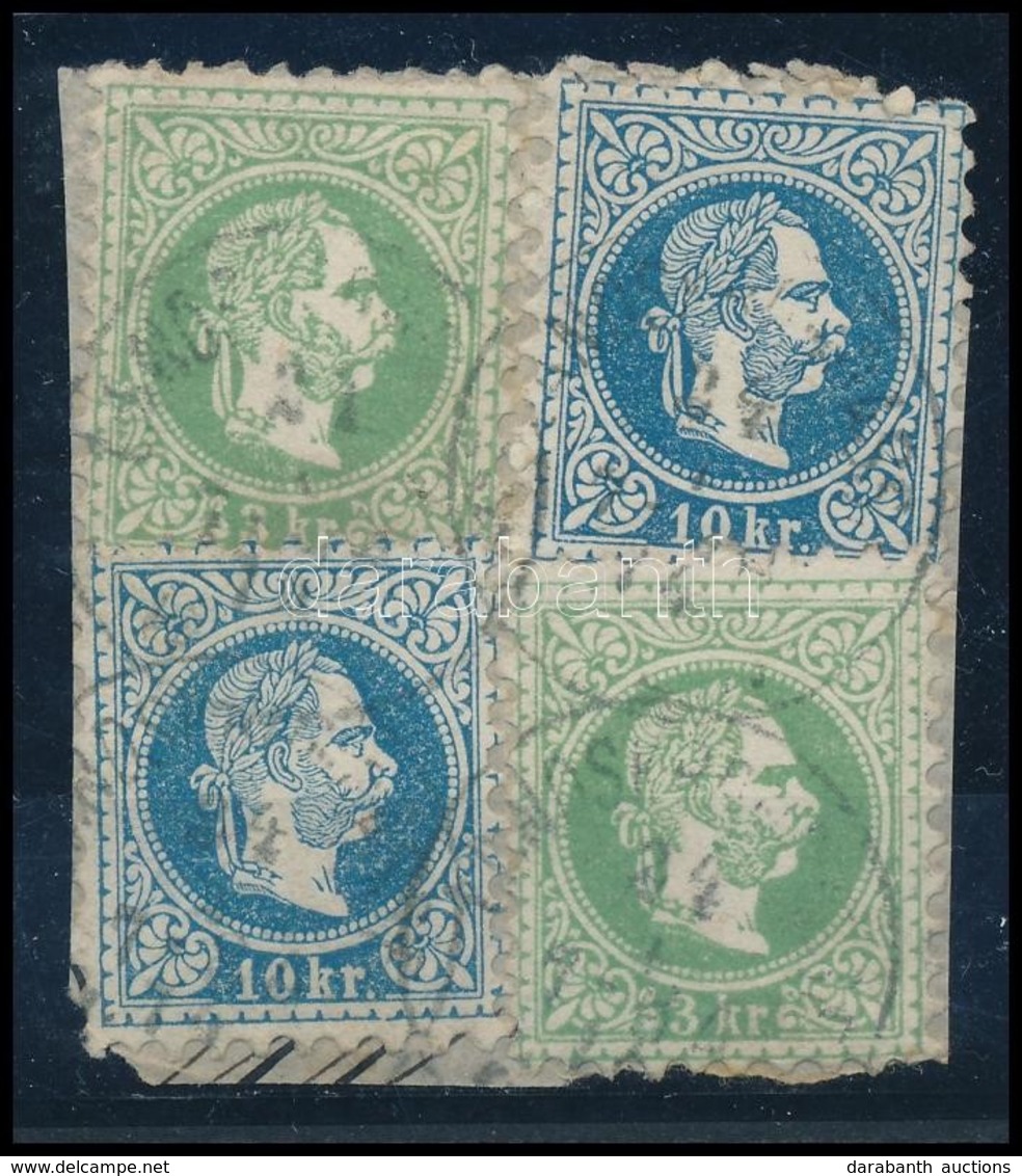 1867 2 X 3kr + 2 X 10kr Kivágáson / On Cutting 'LANDSKRONGASSE WIEN' - Autres & Non Classés