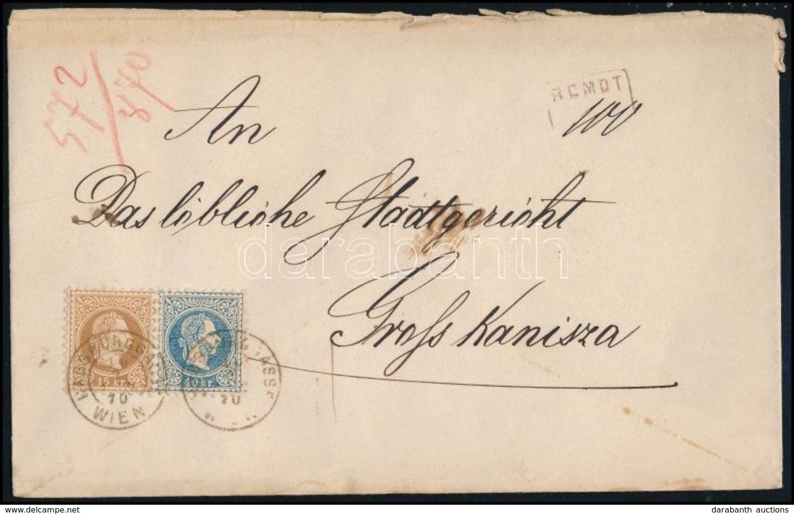 1870 10kr + 15kr Ajánlott Levélen / On Registered Cover 'HABSBURGGASSE WIEN' - 'NAGY KANIZSA' - Sonstige & Ohne Zuordnung