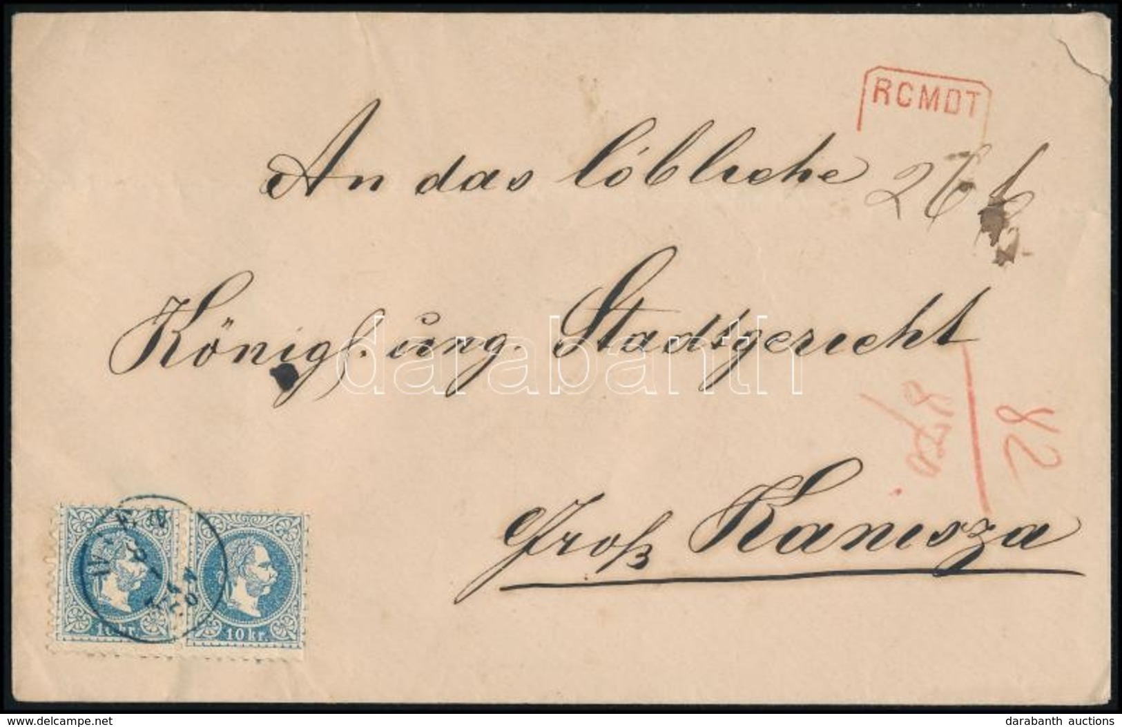 1870 10kr Pár Ajánlott Levélen / Pair On Registered Cover Kék / Blue 'WIEN' - 'NAGY KANIZSA' - Autres & Non Classés