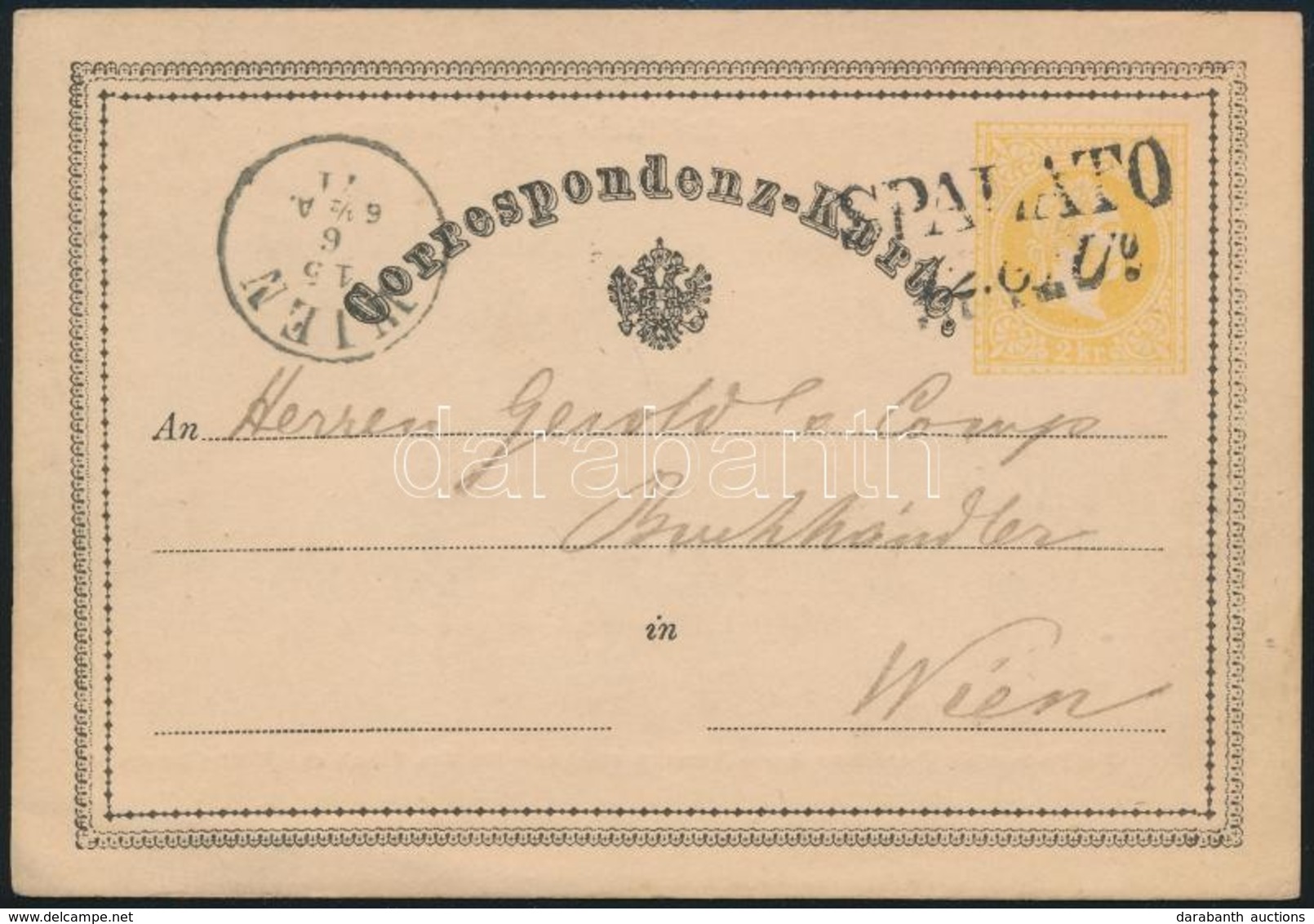 1871 Díjjegyes Levelezőlap / PS-card 'SPALATO' - Autres & Non Classés