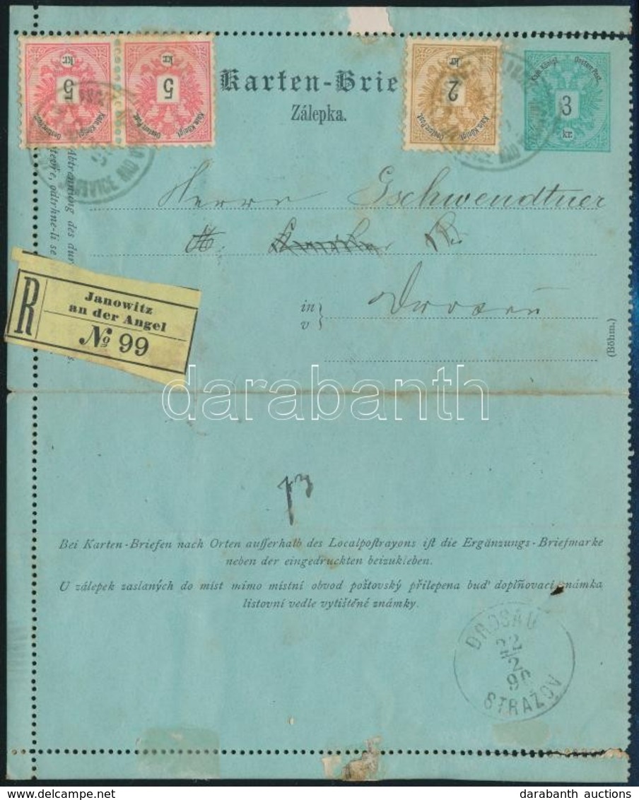 1890 Díjkiegészített Ajánlott Díjjegyes Zárt Levelezőlap / PS-cover Card With Additional Franking As Registered Cover 'J - Sonstige & Ohne Zuordnung
