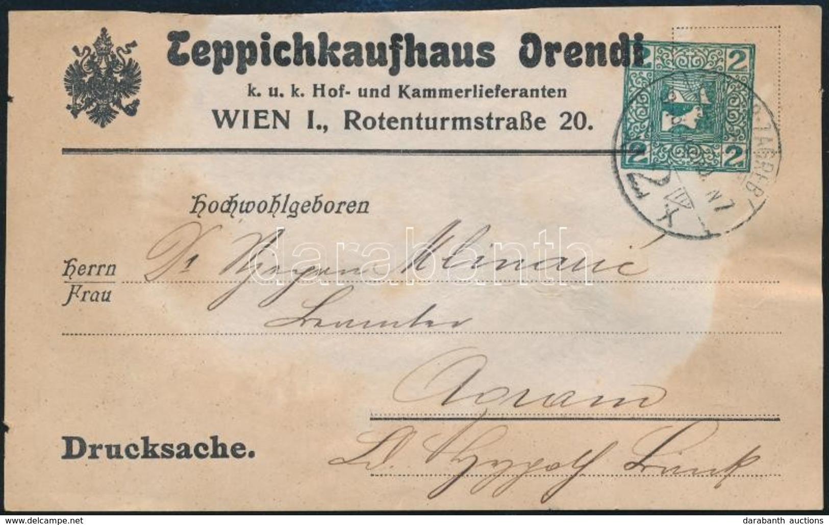 1913 Nyomtatványcímzés / Private PS-address Label To Zagreb - Autres & Non Classés