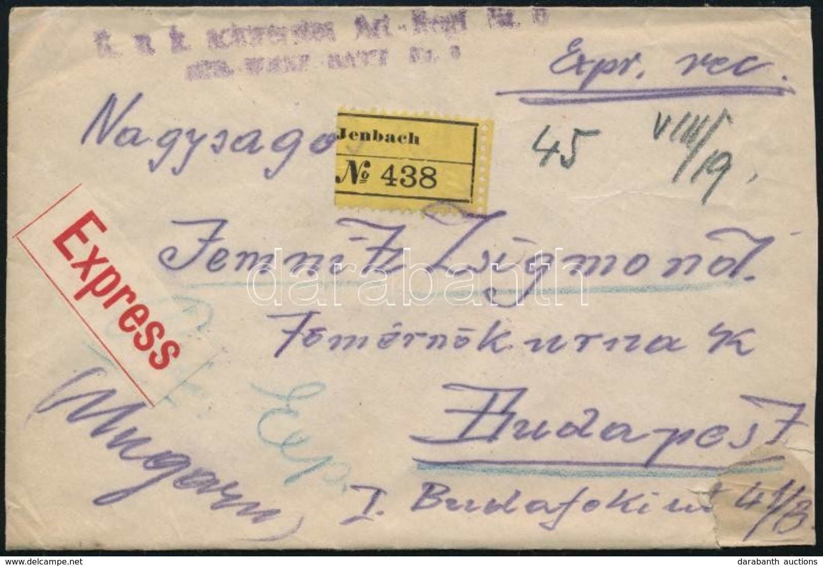 1918 Ajánlott Expressz Tábori Posta Levél 2 Bélyeges Bérmentesítéssel Budapestre / Registered Express Field Post Cover W - Autres & Non Classés