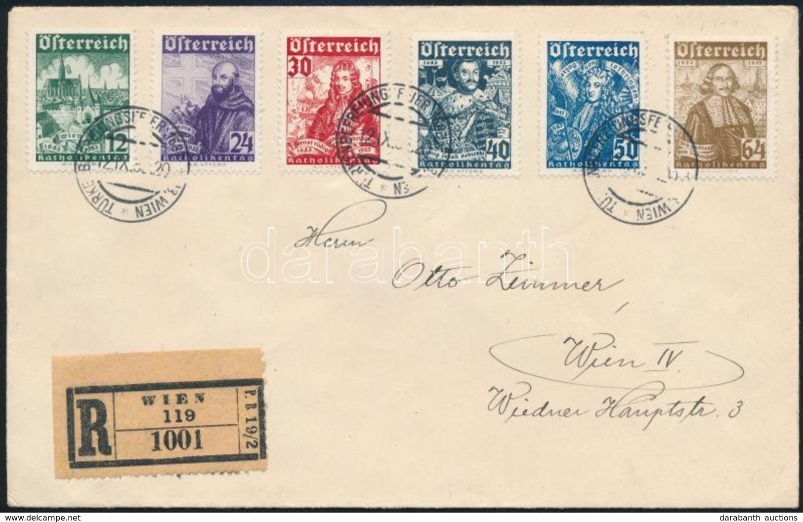 1933 Helyi Ajánlott Levél / Mi 557-562 On Local Registered Cover 'WIEN' - Other & Unclassified