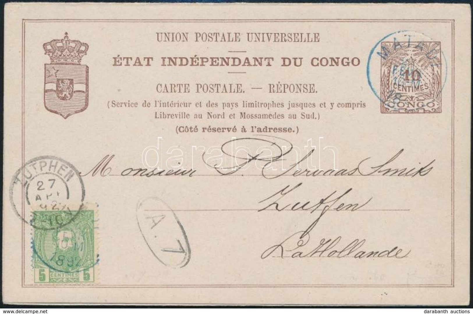 1892 Díjjegyes Levelezőlap Díjkiegészítéssel Hollandiába / PS-card With Additional Franking To Netherlands - Sonstige & Ohne Zuordnung