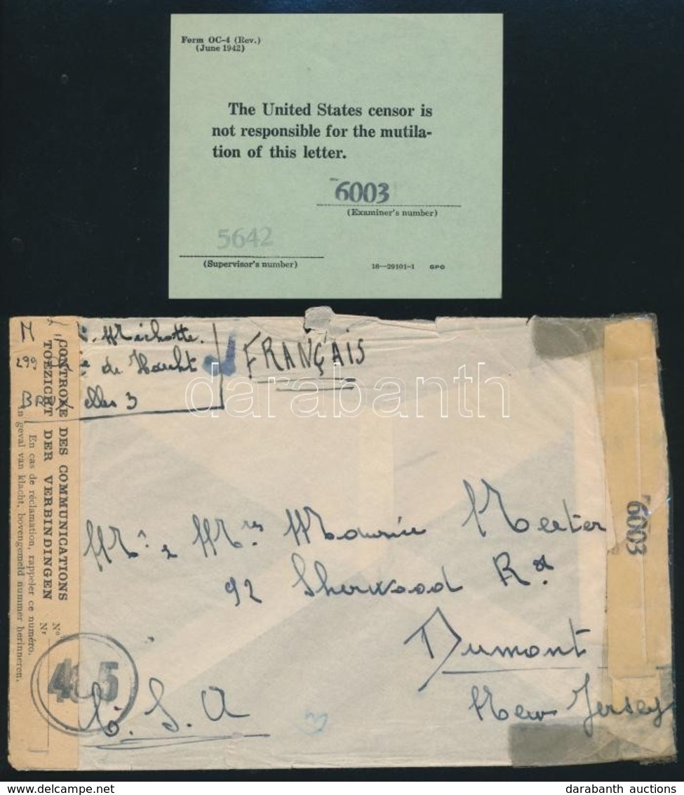 1943 Cenzúrás Levél Az USA-ba / Censored Cover To The USA - Other & Unclassified