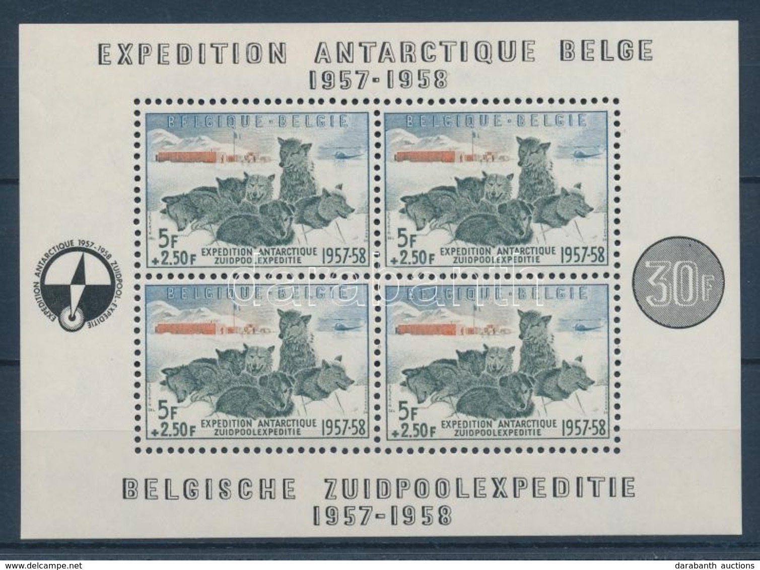 ** 1957 Belga Antarktisz Expedíció Blokk Mi 25 - Autres & Non Classés