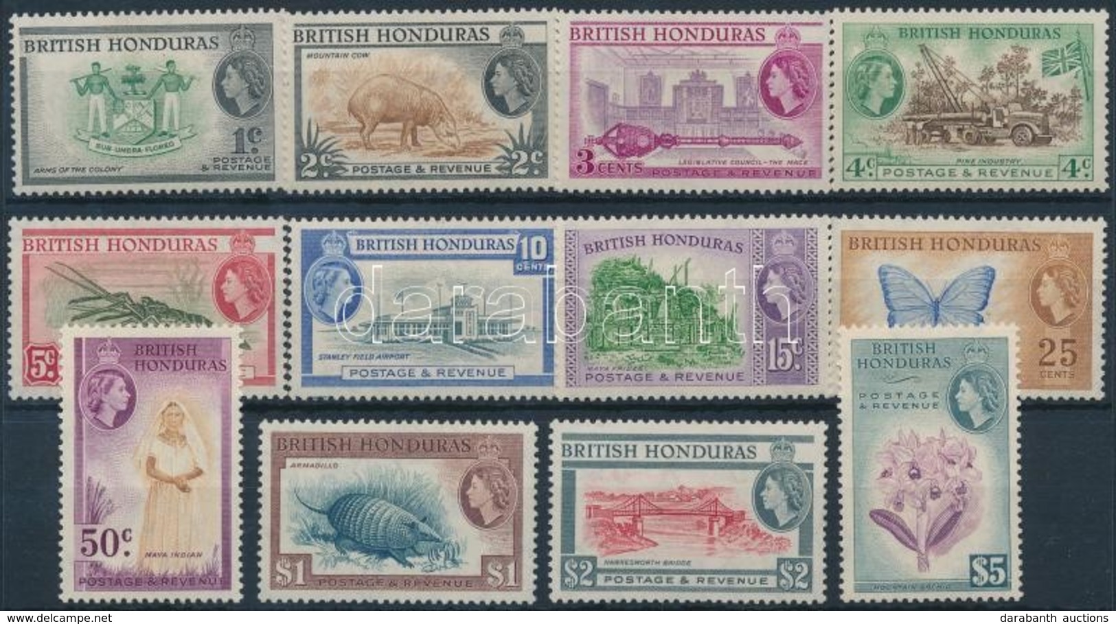 * Brit Honduras 1953 Forgalmi Sor Mi 141-152 - Autres & Non Classés