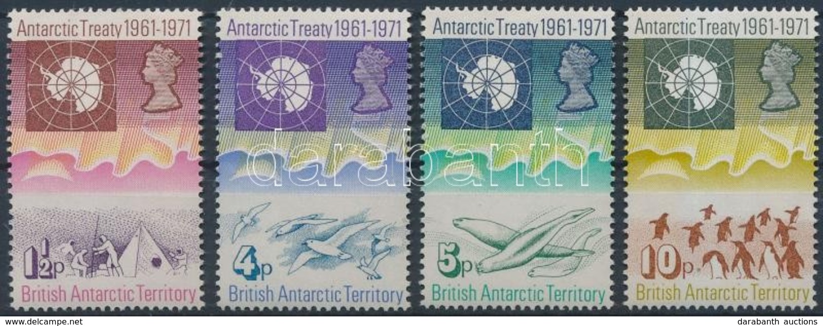 ** 1971 10 éves Az Antarktisz-szerződés Sor Mi 39-42 - Other & Unclassified