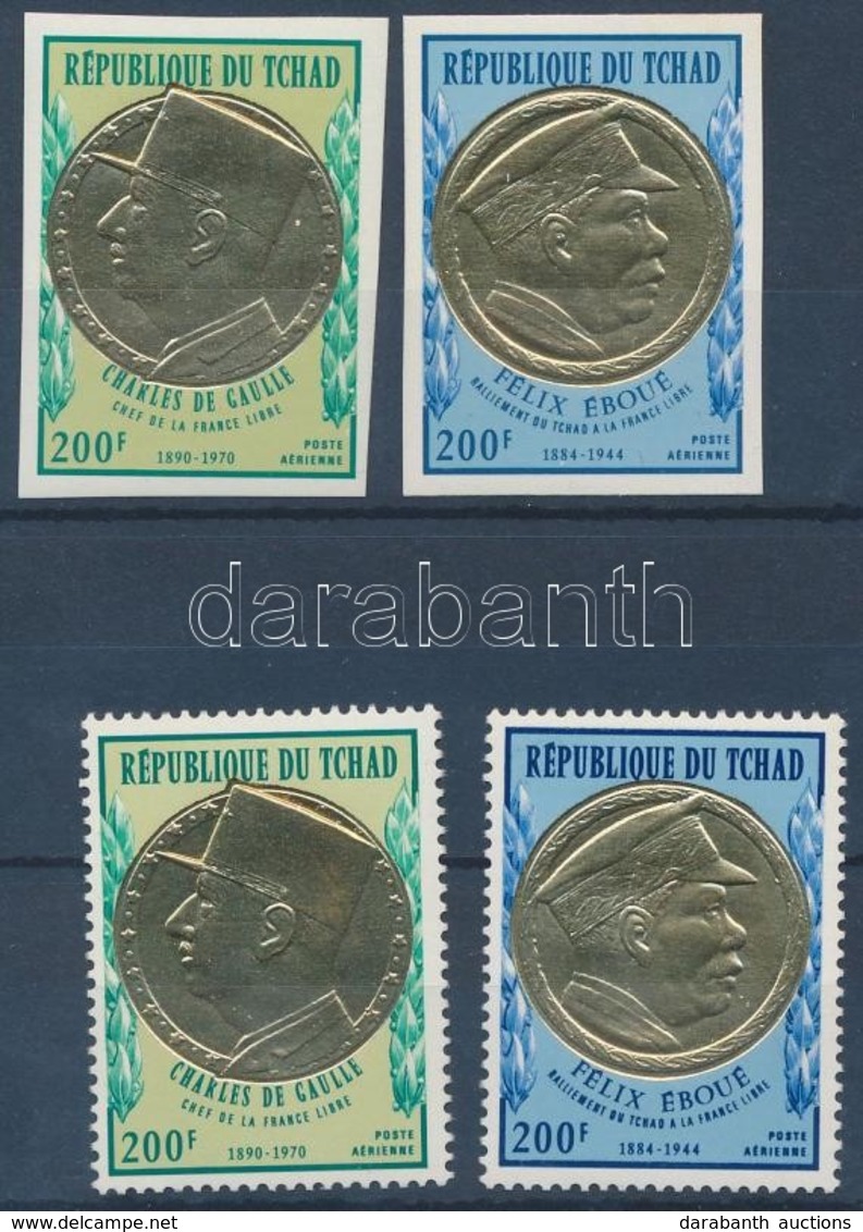 ** 1971 Charles De Gaulle Fogazott + Vágott Aranyfóliás Sor Mi 424-425 - Autres & Non Classés