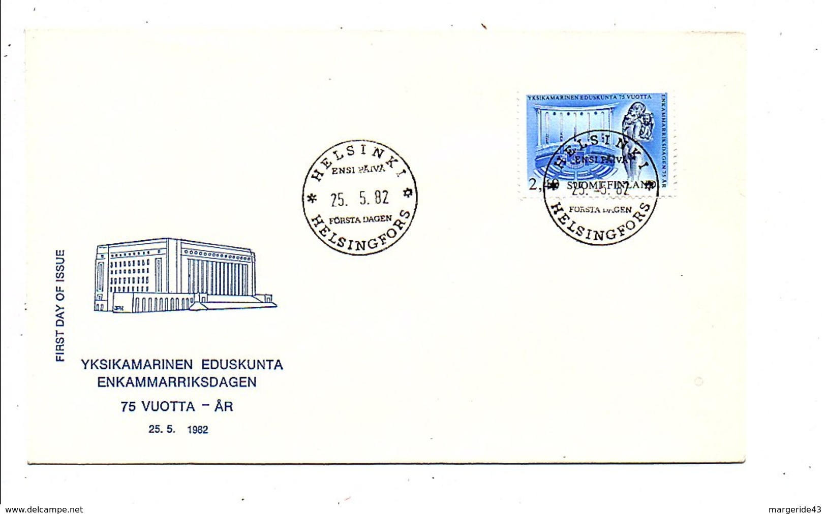 FINLANDE FDC 1982 75 ANS OUVERTURE DU PARLEMENT - FDC