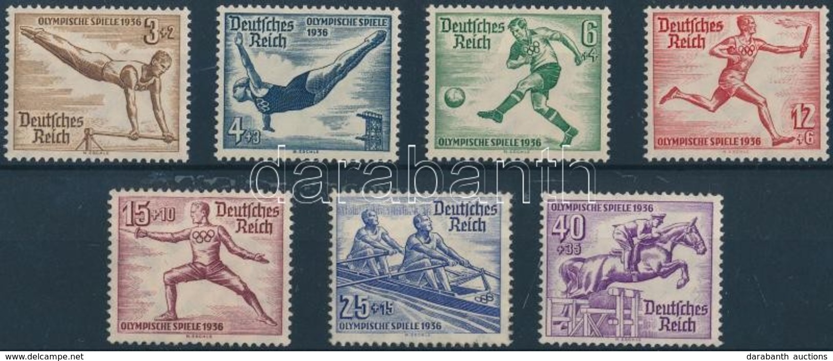 ** 1936 Nyári Olimpia, Berlin 7 érték Mi 609-611, 613-616 (Mi 615 Betapadás) - Autres & Non Classés