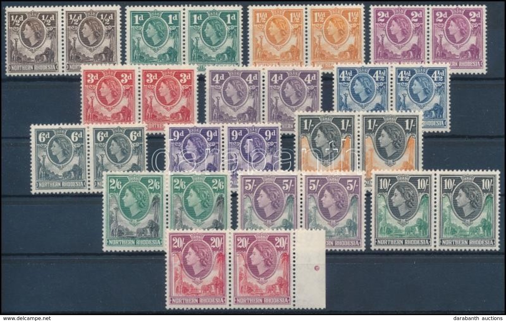 ** 1953 Forgalmi: II. Erzsébet Brit Királynő Sor Párokban,
Definitive: Elizabeth II Set In Pairs
Mi 61-74 - Autres & Non Classés