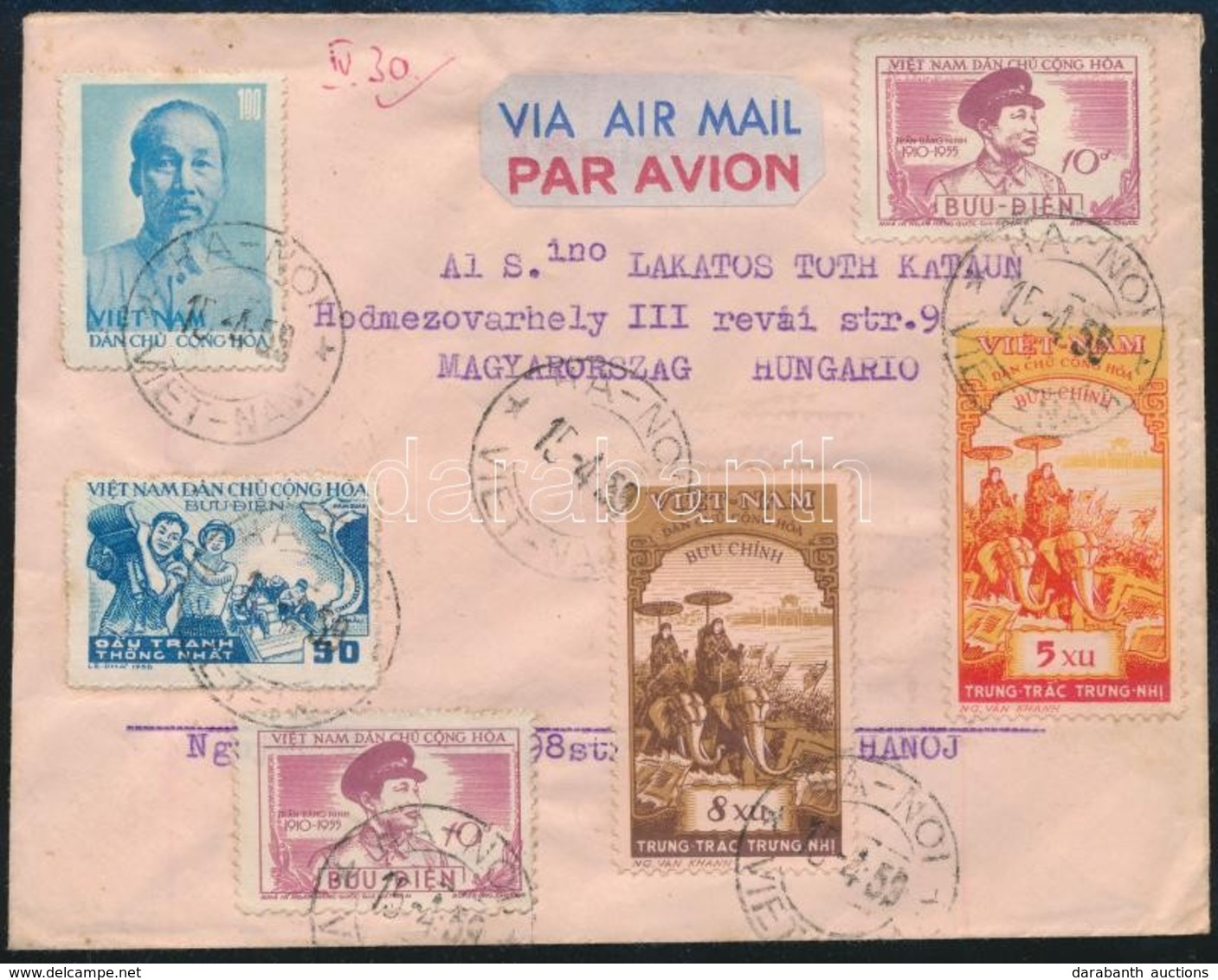1959 Légi Levél Hódmezővásárhelyre / Airmail Cover To Hungary - Autres & Non Classés