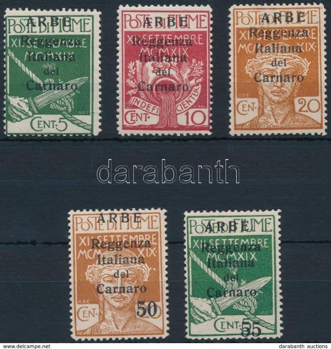 * Carnaro-sziget 1920 5 Klf Forgalmi Mi 20-22 I, 24-25 II - Other & Unclassified