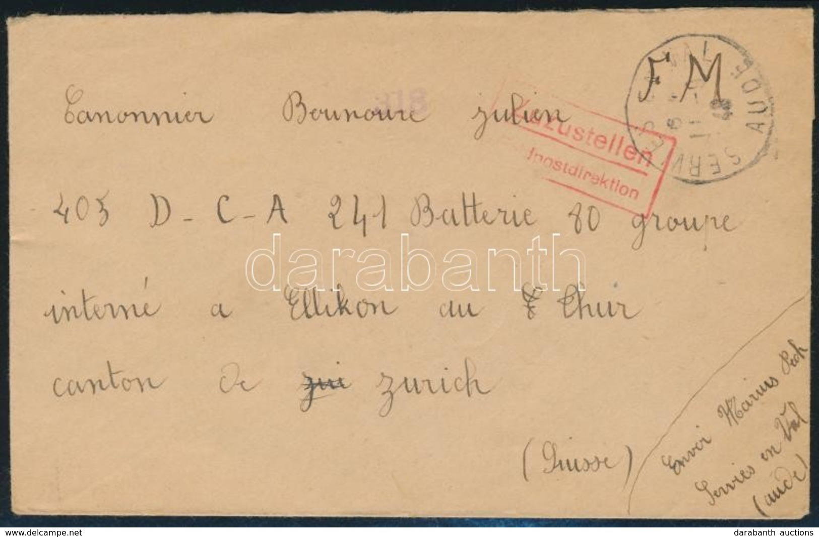 1909 Katonai Posta Levél Svájcba / Military Post Cover To Switzerland - Sonstige & Ohne Zuordnung