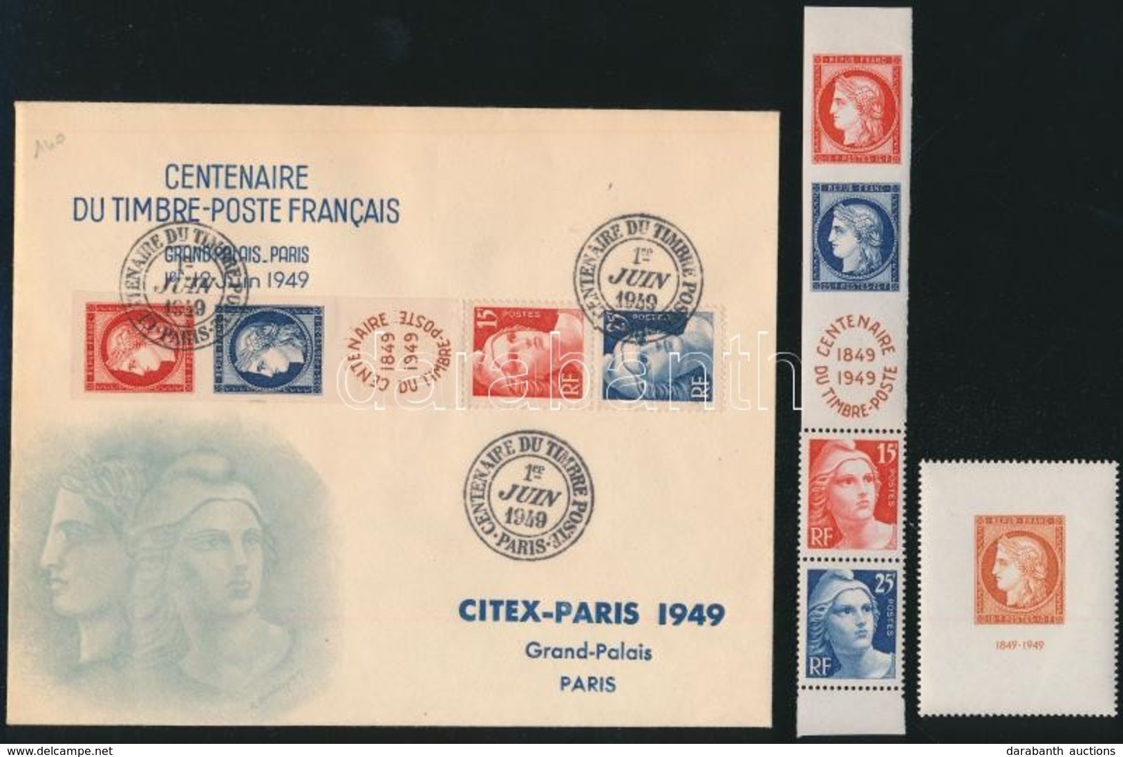 ** 1949 100 éves A Bélyeg Kis összeállítás / Stamp Centenary  Set + FDC + Block - Autres & Non Classés