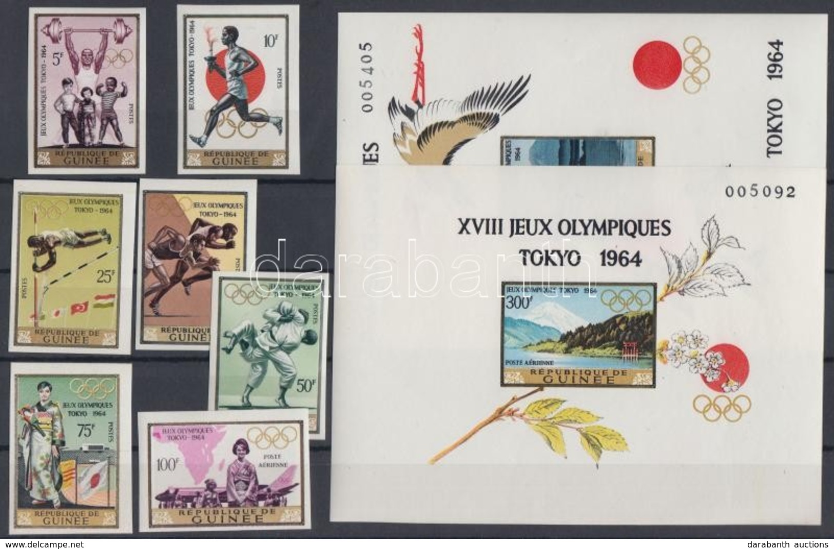 ** 1965 Tokiói Nyári Olimpia Vágott Sor Mi 265 B-271 B + Vágott Blokkpár Mi 5 B-6 B - Autres & Non Classés