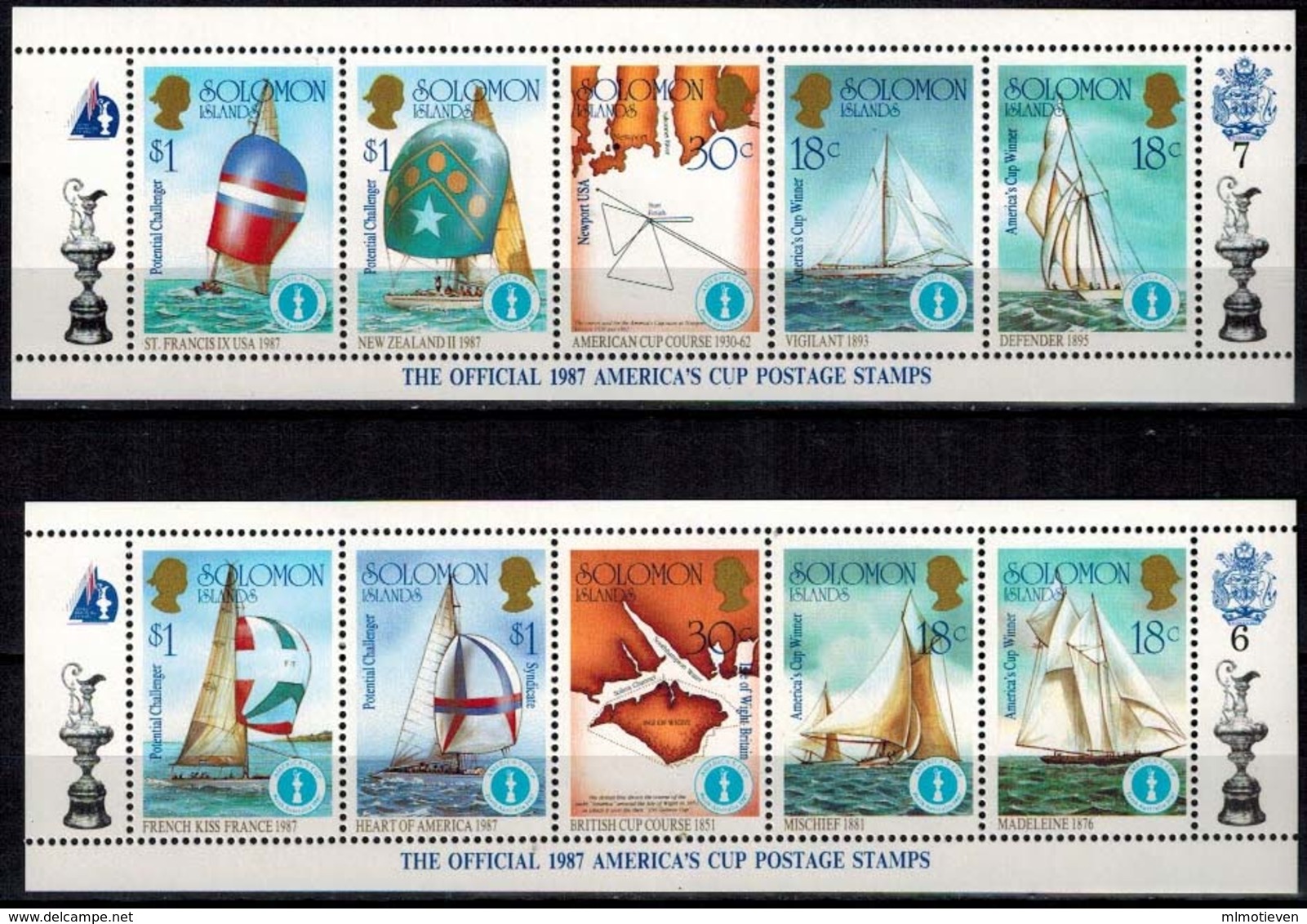 MVS-BK1-681-2-3 MINT ¤ SOLOMON ISLANDS 1987 50w In 10x Serie ¤ MARITIEM - VOILIERS - ZEILSCHEPEN - SUMMER ISSUE - Maritiem