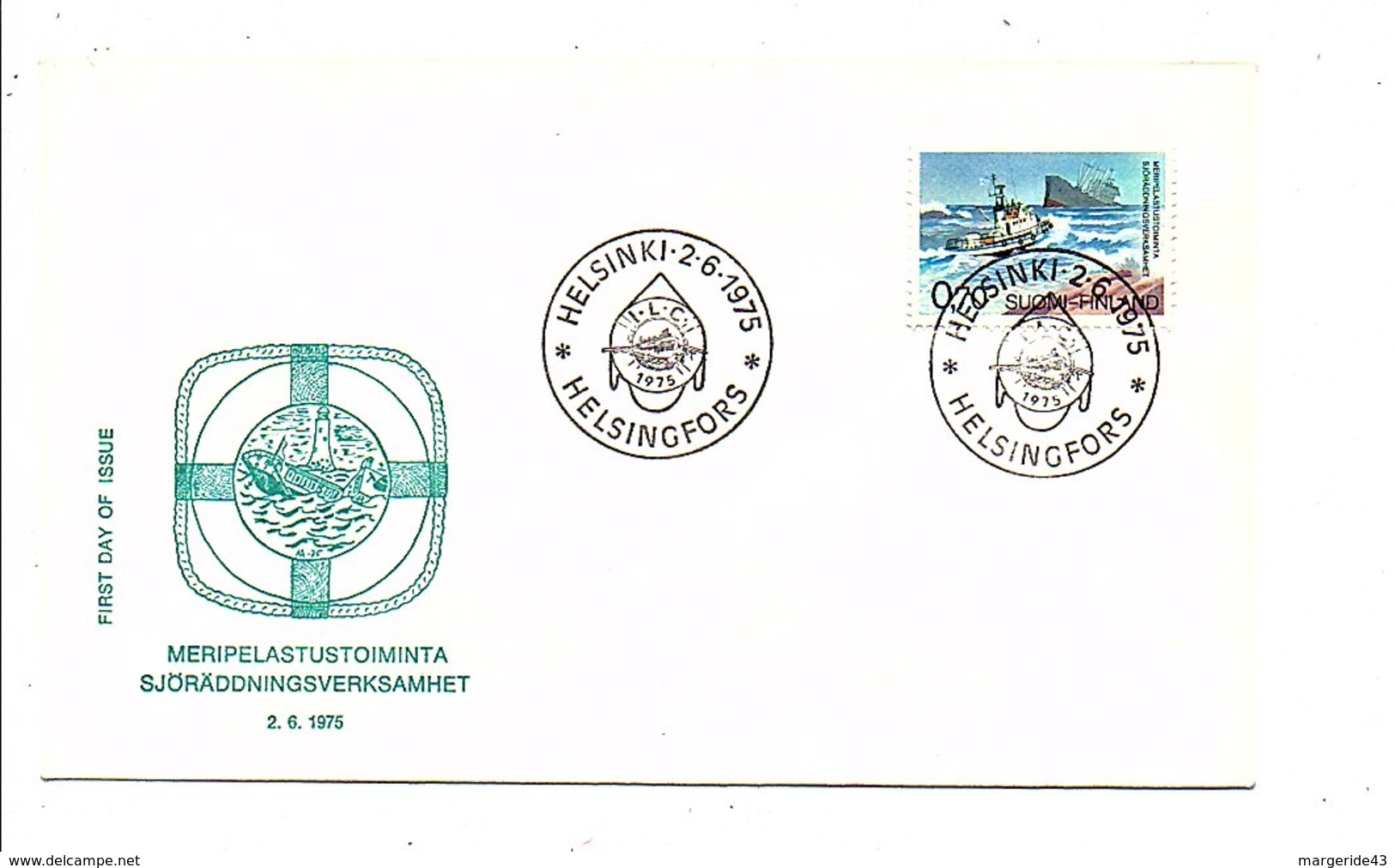 FINLANDE FDC 1975 CONFERENCE SAUVETAGE EN MER - FDC