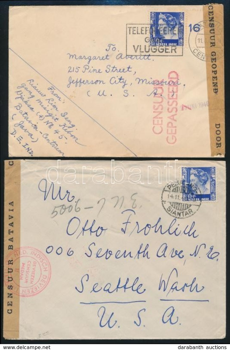 ~1940 2 Db Cenzúrás Levél Az USA-ba / 2 Censored Covers To The USA - Other & Unclassified