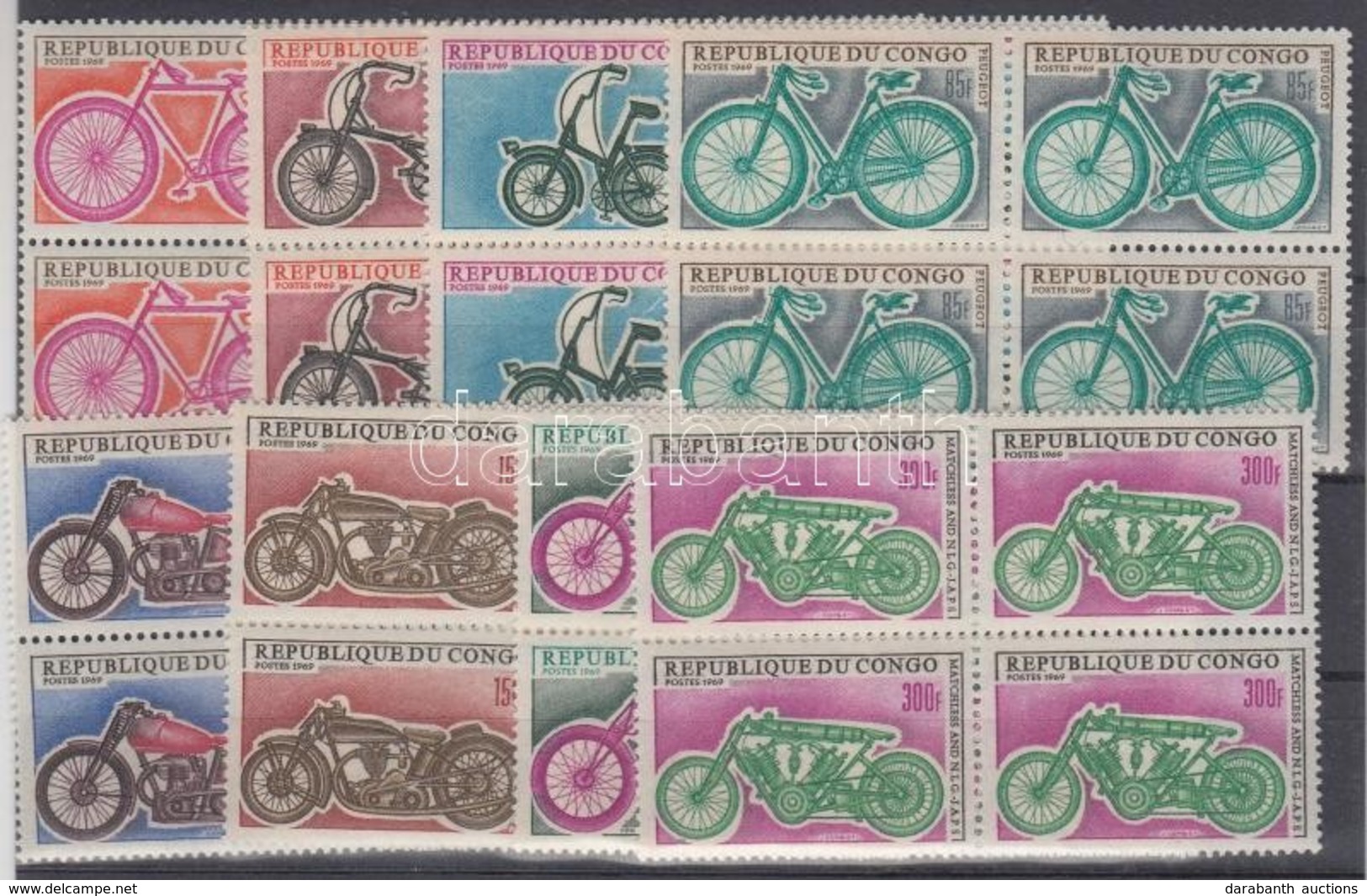 ** 1969 Motorkerékpárok Sor Négyestömbökben Mi 184-191 - Autres & Non Classés