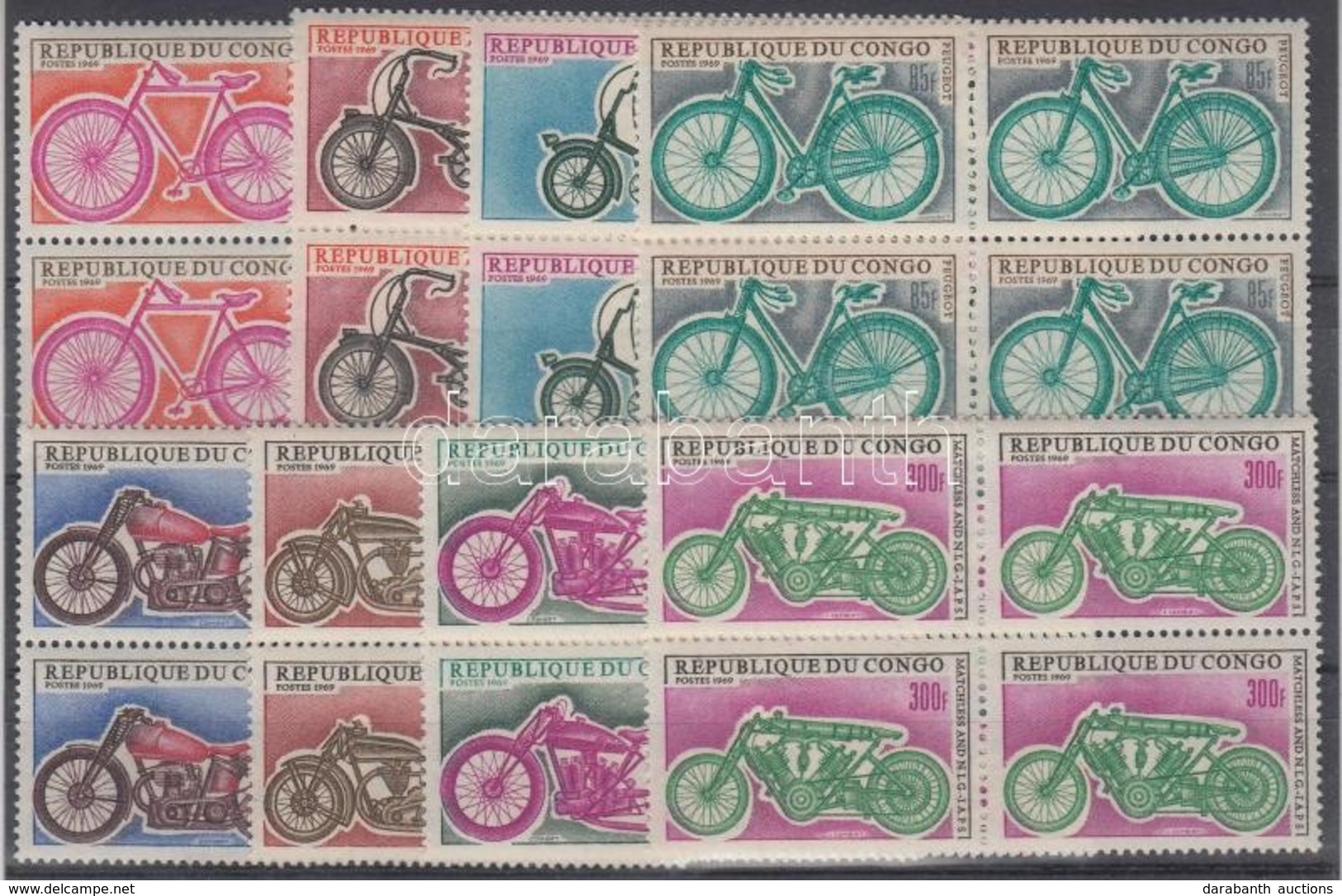 ** 1969 Motorkerékpárok Sor Négyestömbökben Mi 184-191 - Andere & Zonder Classificatie