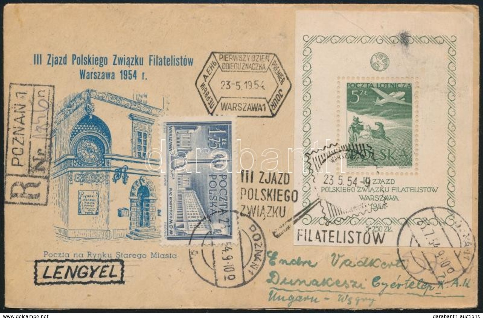 1954 Ajánlott Levél Magyarországra / Registered Cover To Hungary - Autres & Non Classés