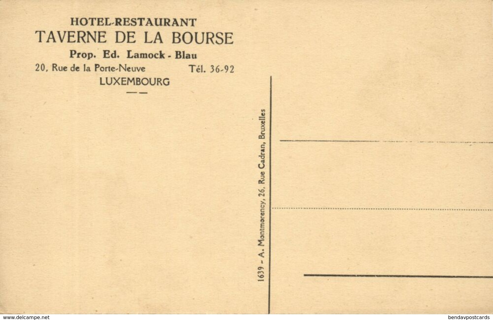 Luxemburg, LUXEMBOURG, Hotel-Restaurant Taverne De La Bourse (1920s) Postcard - Luxemburg - Town