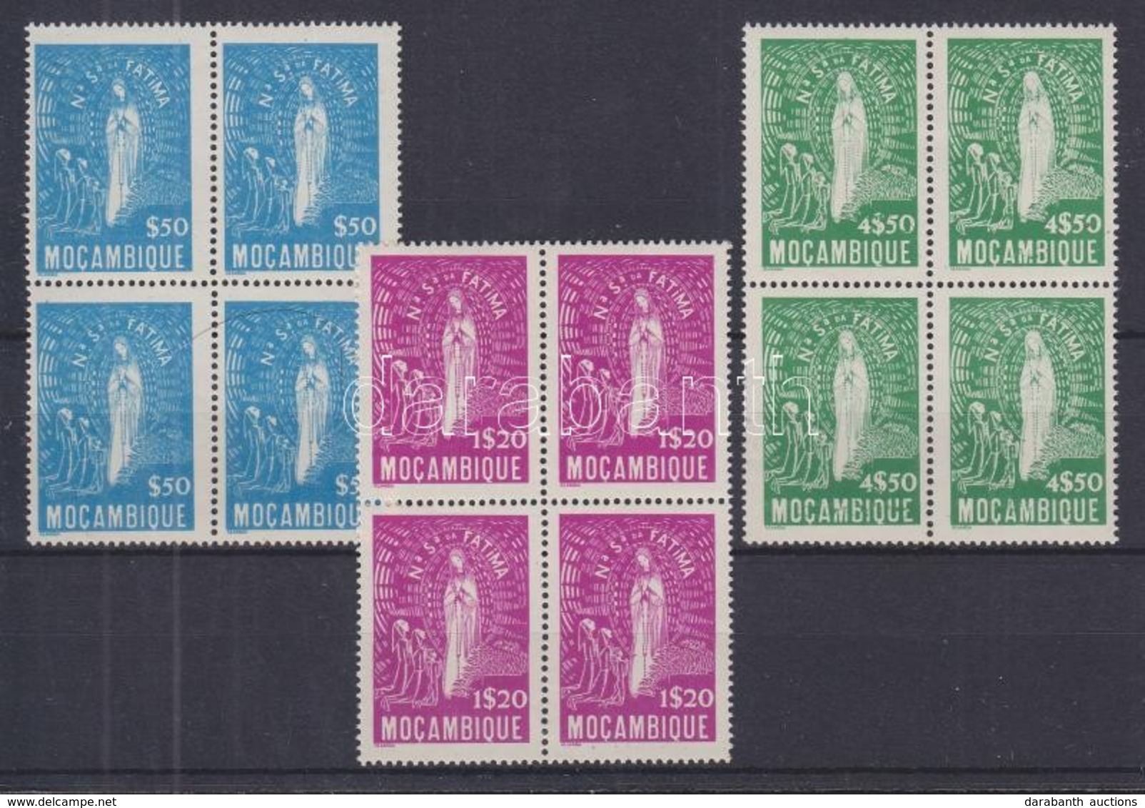 ** 1948 Fatimai Szent Mária Négyestömbök Mi 373-375 - Altri & Non Classificati