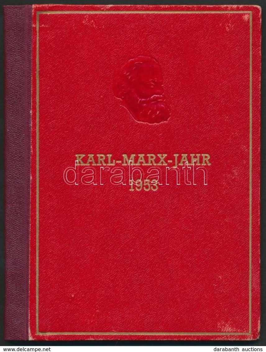 ** 1953 Karl Marx Halálának 70. évfordulója Emlékfüzet (piros Kartonkötésben, A Borítón Marx Profiljával) Mi S 344-353 - Sonstige & Ohne Zuordnung