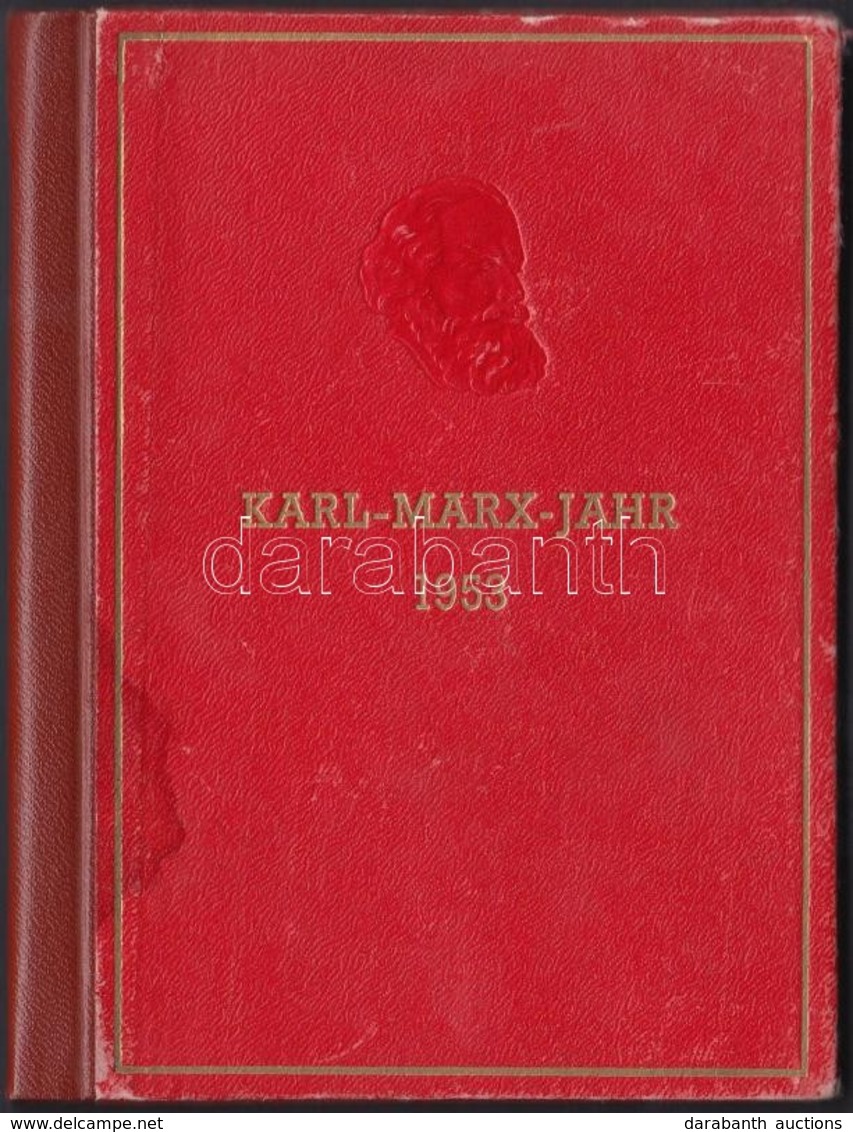 ** 1953 Karl Marx Halálának 70. évfordulója Emlékfüzet (piros Kartonkötésben, A Borítón Marx Profiljával) Mi S 344-353 ( - Autres & Non Classés
