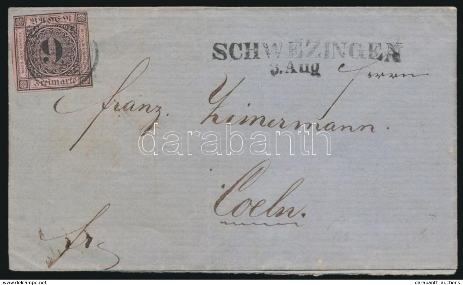 1858 Mi 4 Levélen ,,SCHWEZINGEN' - ,,COELN' - Autres & Non Classés
