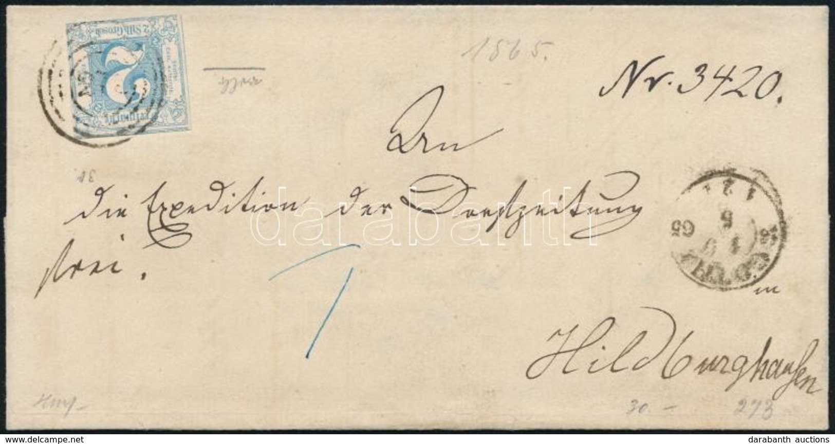 1865 Mi 39 Levélen / On Cover 'GOTHA' - Hildburghaufen - Other & Unclassified