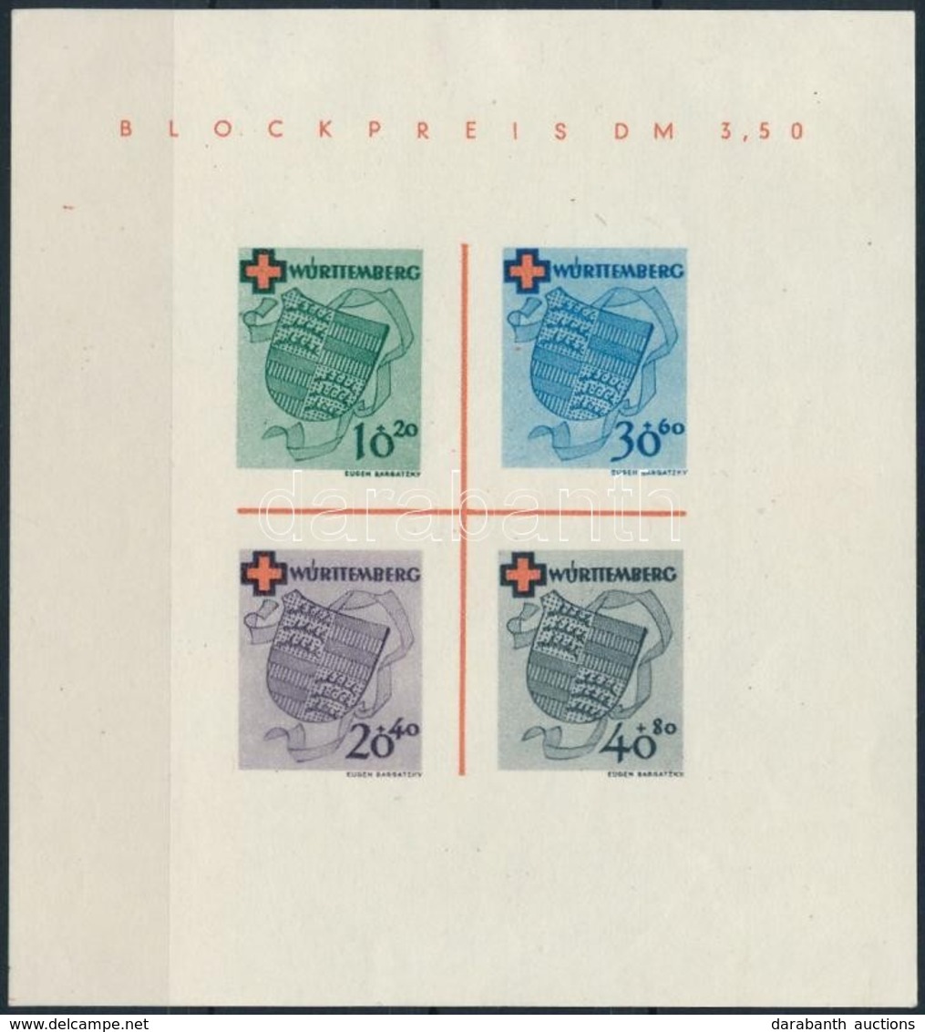 * Württemberg 1949 Vöröskereszt Blokk Mi 1 - Autres & Non Classés