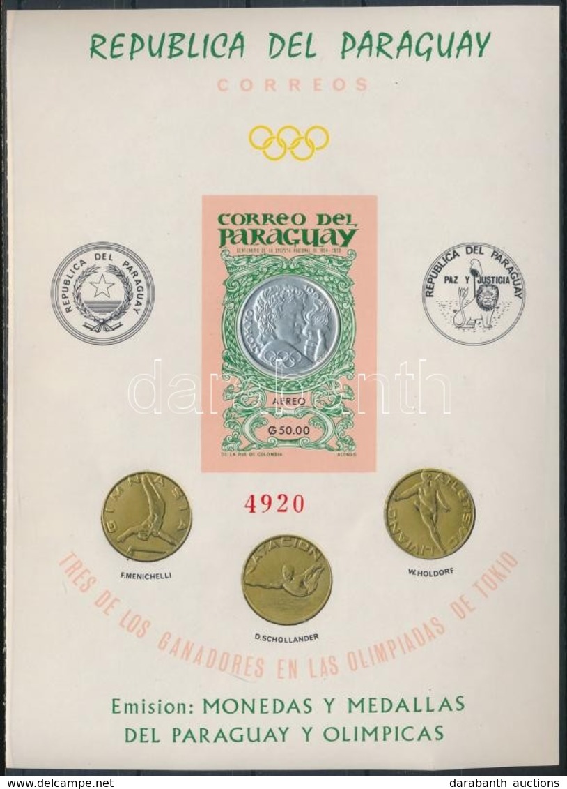 ** 1965 Tokiói Olimpia; érmék Blokk Mi 67 II - Autres & Non Classés