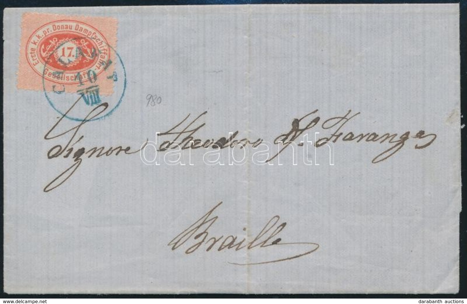 1867 DDSG Levél / Cover Kék /blue 'CALAFAT' - Braila - Other & Unclassified