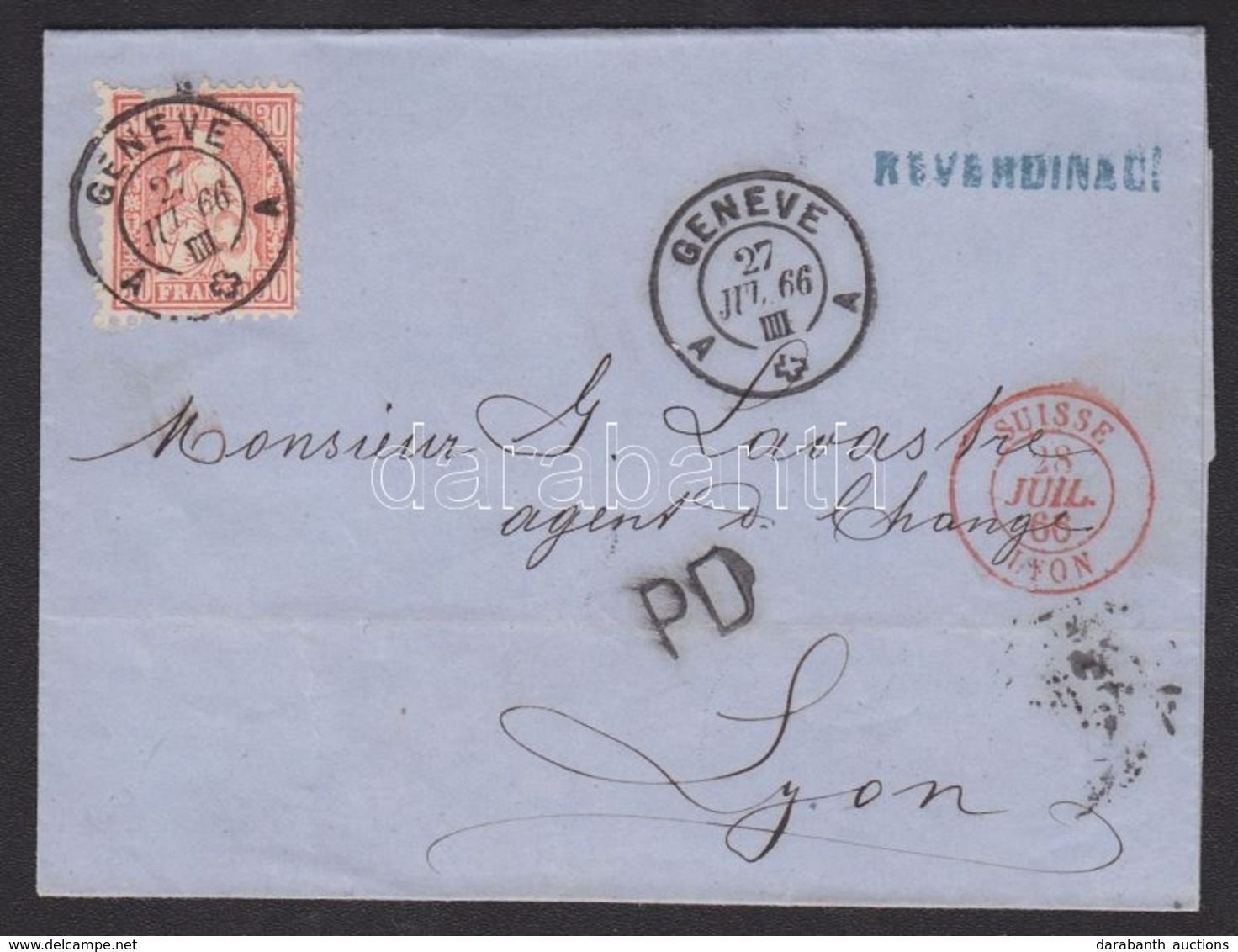 1866 Mi 25 Levélen Franciaországba - Sonstige & Ohne Zuordnung